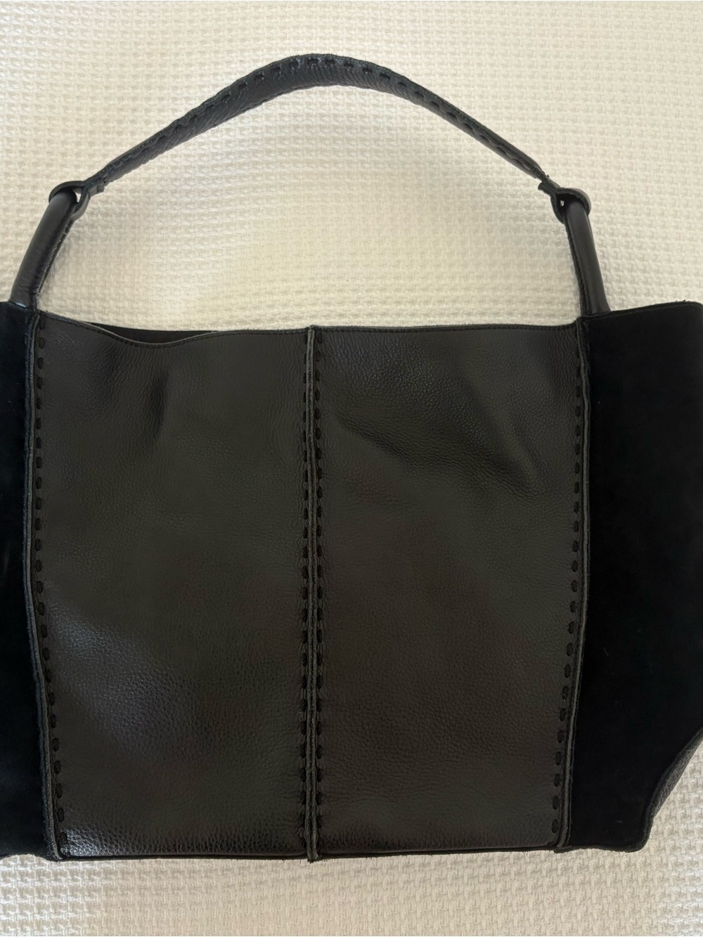 The Sak Los Feliz Black Leather & Suede Shoulder Hobo Tote Bag Boho - Picture 6 of 10